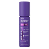 Tanologist Express Self-Tan Mousse bottle demonstrates transfer-free, even tan.