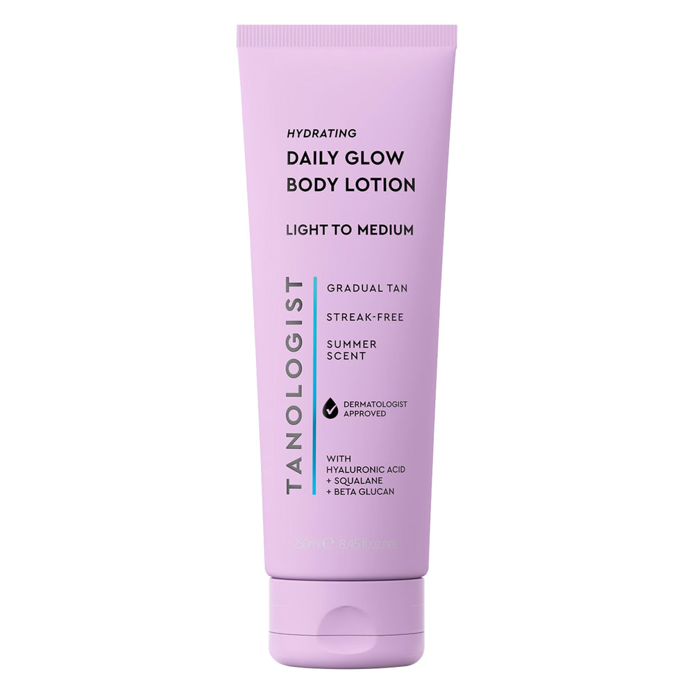 Tanologist hidratante diario corporal bronceado gradual, botella para un bronceado suave y natural.