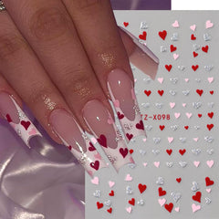 Corazones burdeos de TANYOOTO para uñas, elegante acabado.