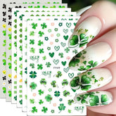TANYOOTO trébol verde 3D para uñas, ideal para looks festivos.