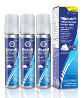 TARO Minoxidil 5% foam bottle for convenient daily use to target thinning areas.