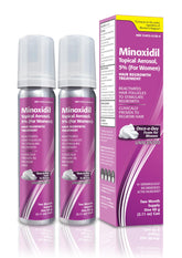 TARO minoxidil 5% foam bottle for potential hair regrowth support.