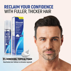 TARO Minoxidil foam dispense action demonstrates quick, mess-free application