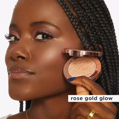 tarte Shimmering Light highlighter on cheekbone adds depth and dimension