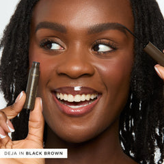 tarte Busy Gal brow gel swatch on skin, taupe shade for fuller, natural-looking brows.