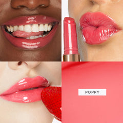 Tarte Maracuja Juicy Lip Plump swatch shows buildable color and shine.