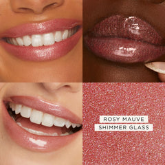 tarte maracuja juicy shimmer glass lip plump rose swatch shows buildable color