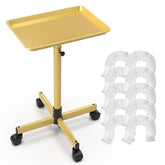 TASALON rolling salon cart with gold finish and flat top keeps tools organized during sessions.