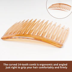 TaShow 14-teeth ergonomic curve combs grip hair firmly without snagging.