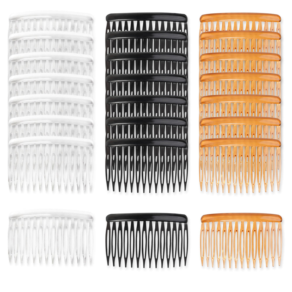 TaShow black 24pc hair side combs for everyday use and secure styling.
