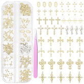 Tatiwoo gold nail charms cross collection for chic nail art.