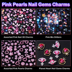 Tatiwoo pink bow nail charms enhance elegant nail art and creative embellishments.