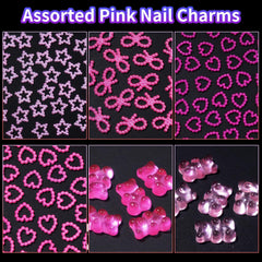 Tatiwoo pink butterfly nail charms spark whimsical designs on natural or gel nails.