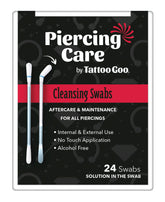 Tattoo Goo Piercing Care: empaque de hisopos desechables para higiene de perforaciones.