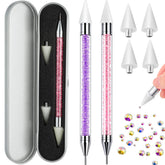 Tatuo rhinestone picker wax tip enables precise nail placement.