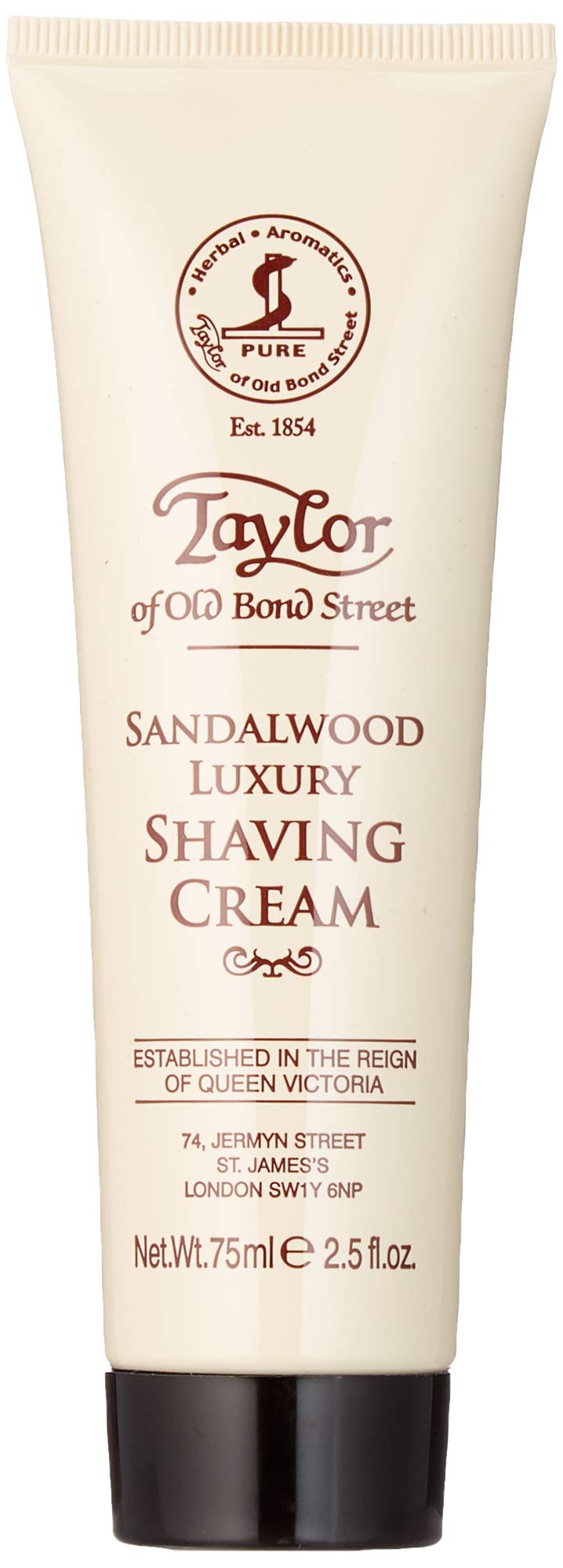 Taylor of Old Bond Street sandalwood shaving cream tube enables a smooth, comfortable shave.