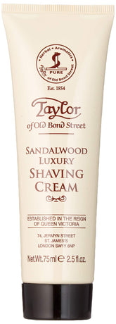 Taylor of Old Bond Street sandalwood shaving cream tube enables a smooth, comfortable shave.