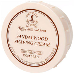 Taylor of Old Bond Street sandalwood shaving cream bowl with rich lather ready for brush