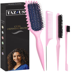TAZ USA Curl Defining Brush pink 4-piece set for salon-like curls at home.