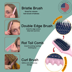 TAZ USA curl brush features a tip-handle for precision parting and heatless curl ideas.