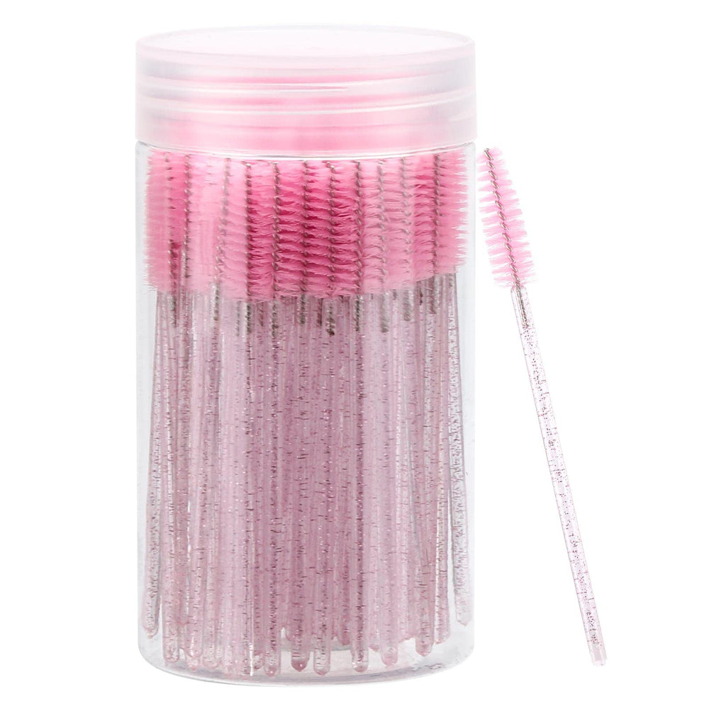 Tbestmax 100 Pcs disposable mascara wands with container for clean portable storage.