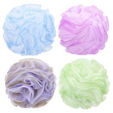 Tbestmax 4-pack bath sponge pouf in four colors for shared family showers and color-coding.