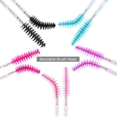 Tbestmax 500 disposable mascara wands in purple for smooth brow grooming.