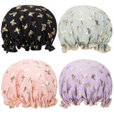 Tbestmax butterfly pattern shower cap keeps hair dry during baths