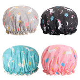 Tbestmax unicorn shower cap black color keeps hair dry during bath time.