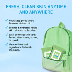 TBH Kids Spot Face Wipes aplicación en la piel para retoques rápidos.