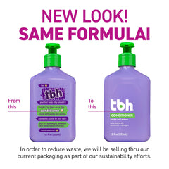 TBH Kids-Teens Conditioner Bottle provides lightweight moisture for soft hair.