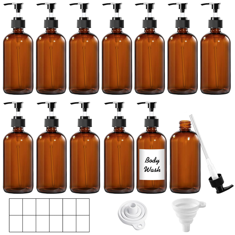 TBWIND amber glass bottle with pump 8oz for precise hand soap or lotion dispensing.
