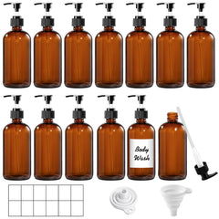 TBWIND amber glass bottle with pump 8oz for precise hand soap or lotion dispensing.
