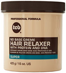TCB No Base Creme Relaxer 15oz bottle front, protein-enriched formula for hair care