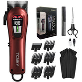 TCMKY Hair Clippers red front view highlighting ergonomic grip and style