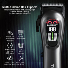 TCMKY hair trimmer LED display shows remaining power and reminders