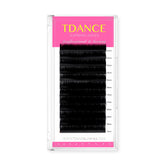 TDANCE Matte Black lash extension CC curl close-up showing premium silk lashes for soft fullness