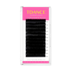 TDANCE Matte Black lash extension CC curl close-up showing premium silk lashes for soft fullness