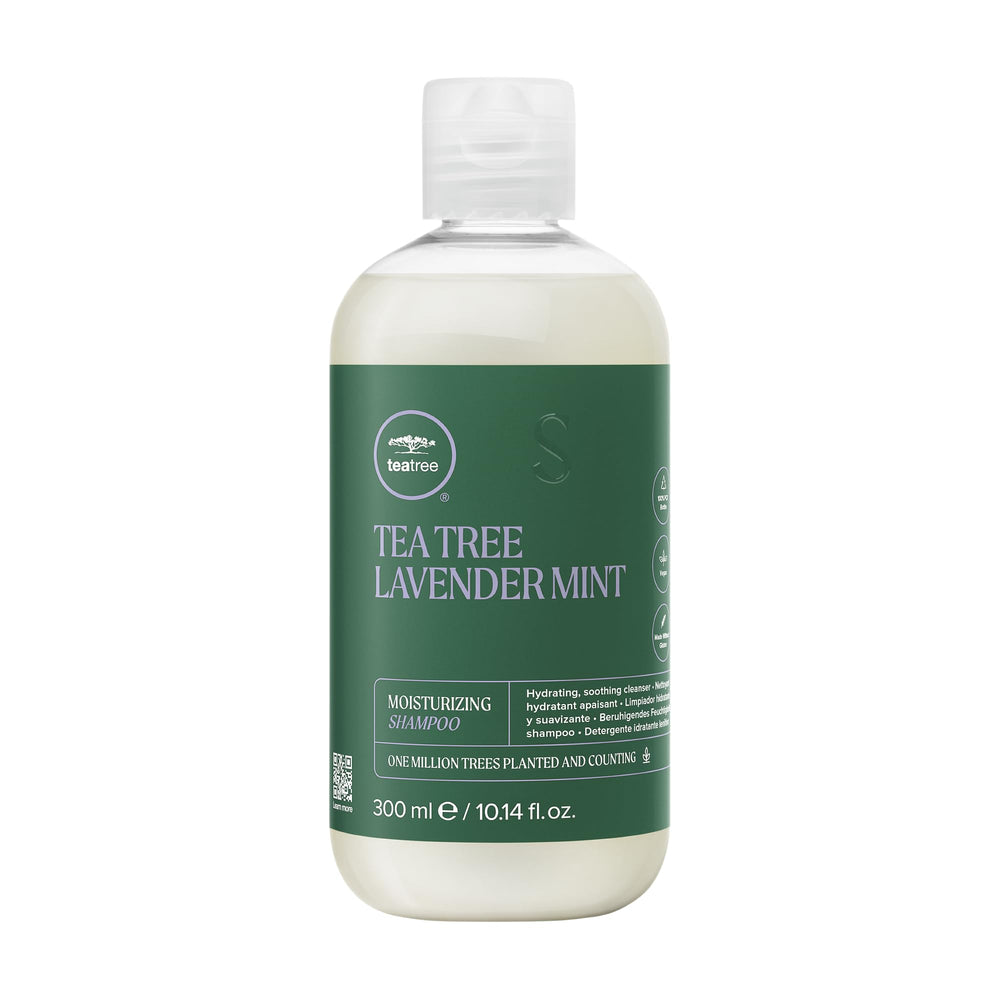 Tea Tree Lavender Mint Moisturizing Shampoo bottle front for daily hydration of dry hair