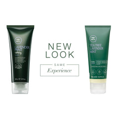 Tea Tree Lavender Mint Taming Cream texture close-up highlights rich, frizz-fighting formula.