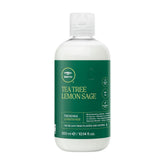 Tea Tree Lemon Sage bottle front, highlighting the thickening formula for fine hair.