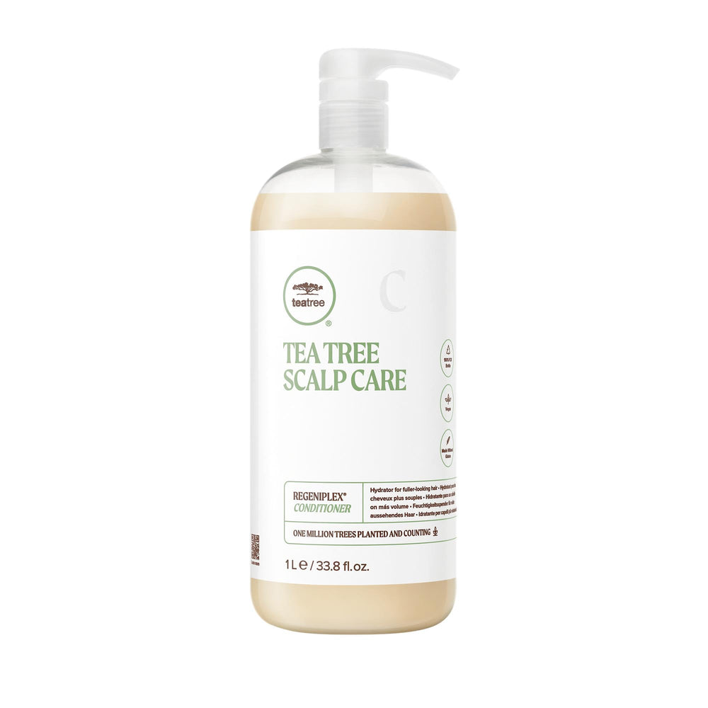 Tea Tree Regeniplex conditioner bottle showing lightweight detangler for fine hair.
