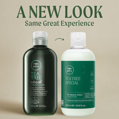 Tea Tree Special Conditioner bottle back reveals ingredients and care benefits