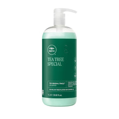 Tea Tree Special Shampoo bottle tingling to refresh scalp and invigorate hair.