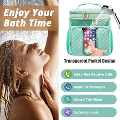Tealari shower bag with three compartments for easy cosmetics organization.