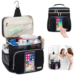 Tealari toiletry bag with waterproof phone pocket for on-the-go use.