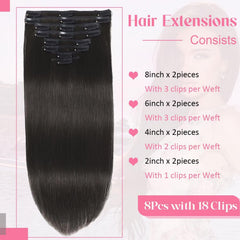 Tebelove double weft clip-in extensions designed for fuller, thicker looks