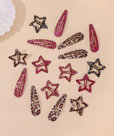 TEBIEKOY star leopard hair clip secures flyaways with a chic touch