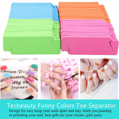 Close-up of soft EVA foam toe separators highlighting flexible, comfortable material for painting nails.