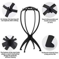 Tecbeauty wig stand easy-to-carry collapsible frame for travel.